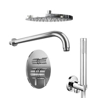 Set doccia cromato - Miscelatore incasso 2 vie Katharine, braccio 30cm, soffione 20cm e doccino