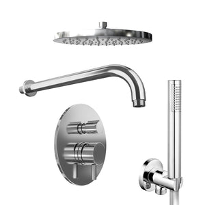 Set doccia cromato - Miscelatore incasso 2 vie Katharine, braccio 30cm, soffione 20cm e doccino