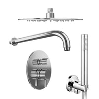 Set doccia cromato - Miscelatore incasso 2 vie Katharine, braccio 30cm, soffione slim 20cm e doccino