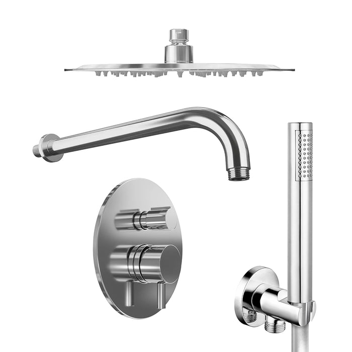 Set doccia cromato - Miscelatore incasso 2 vie Katharine, braccio 30cm, soffione slim 20cm e doccino