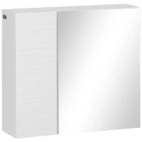 kleankin Armadio a Specchio da Bagno in Truciolato e Vetro con 4 Ripiani Regolabili e Design a Muro, 48x15x45 cm, Bianco