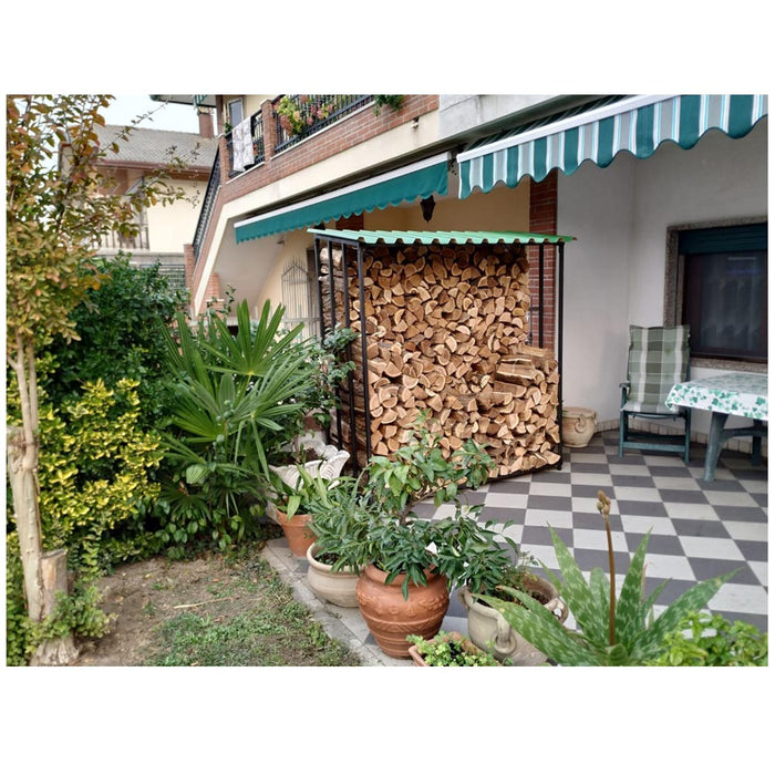 Porta legna fissa legnaia in acciaio verniciato antracite 180x70xh200 cm