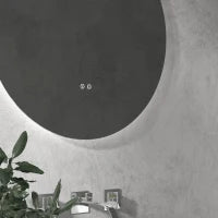 kleankin Specchio Bagno con Luci LED Regolabili, Interruttori Touch e Design Antiappannamento, Ø60 cm