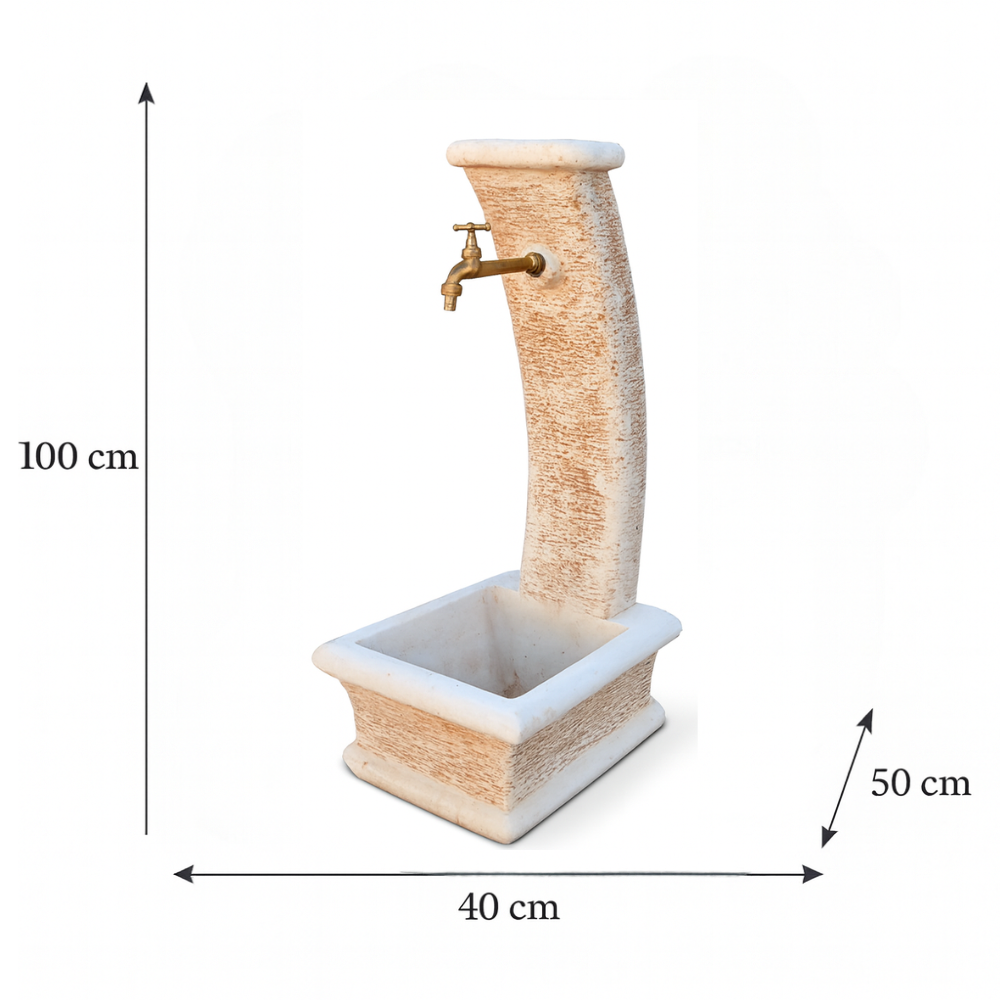 Fontana da giardino modello luna calcestruzzo cemento h100 cm senza rubinetto design elegante