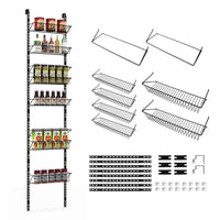 Organizzatore per dispensa sopra la porta, Porta spezie regolabile in altezza con cestini in filo metallico-Portaspezie