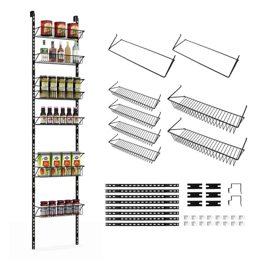 Organizzatore per dispensa sopra la porta, Porta spezie regolabile in altezza con cestini in filo metallico-Portaspezie