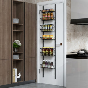 Organizzatore per dispensa sopra la porta, Porta spezie regolabile in altezza con cestini in filo metallico-Portaspezie