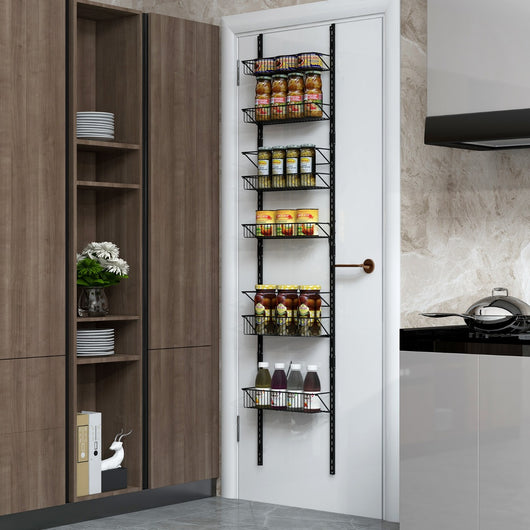Organizzatore per dispensa sopra la porta, Porta spezie regolabile in altezza con cestini in filo metallico-Portaspezie