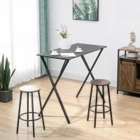 Bancone Bar Tavolo Alto Stile Industriale Effetto Marmo, Legno e Acciaio 120x60x102 cm, Nero