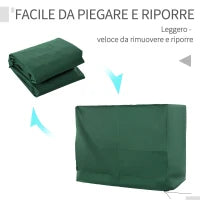 Copertura per Dondolo da Giardino a 3 Posti in Tessuto Oxford con Chiusura a Corda, 240x133x185 cm, Verde