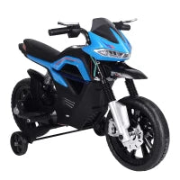 Moto Elettrica per Bambini da 6V con Rotelle e Fari, in PP e Metallo, 105x52.3x62.3 cm, Azzurro e Nero