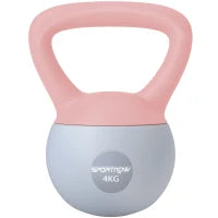 Kettlebell da 4 kg riempito con sabbia metallica, manico antiscivolo 19x15x25 cm Rosa e Grigio
