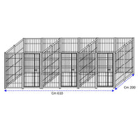 3 box per cani uniti con zincatura a caldo in rete ciascuno da 200x200x altezza 180 cm