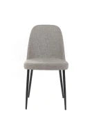 E-STYLO Sedia da pranzo in tessuto grigio chiaro e gambe in metallo nero, imbottita, 55cm X 46cm H. 85cm.