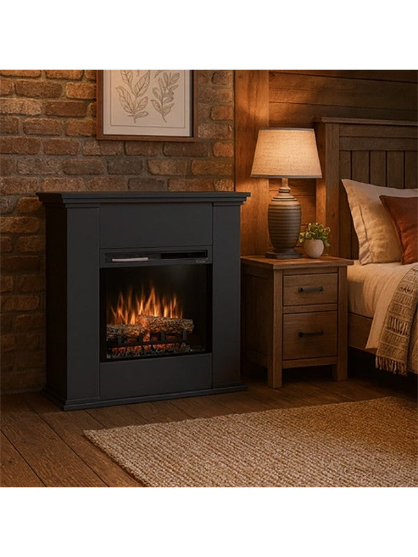 Caminetto Elettrico da pavimento A Libera Installazione A LED 23' Nero - KELIA