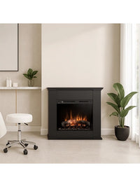 Caminetto Elettrico da pavimento A Libera Installazione A LED 28' Nero - KELIA