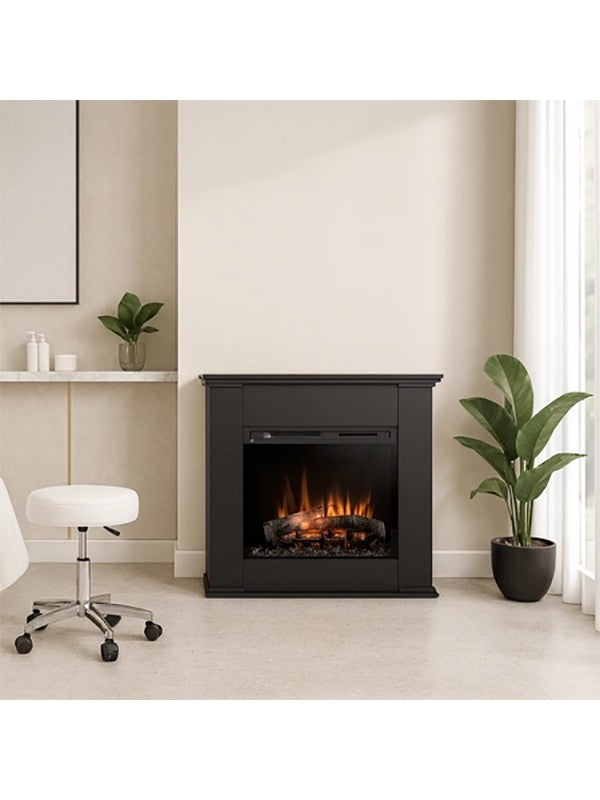 Caminetto Elettrico da pavimento A Libera Installazione A LED 28' Nero - KELIA