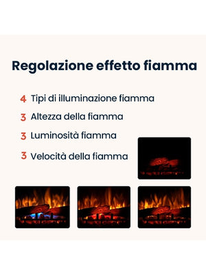 Caminetto Elettrico da pavimento A Libera Installazione A LED 28' Nero - KELIA