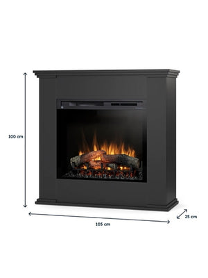 Caminetto Elettrico da pavimento A Libera Installazione A LED 28' Nero - KELIA