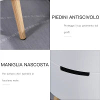 Tavolino da Caffè Rotondo, Tavolino Apribile da Salotto, 3 Elementi con Apertura a Rotazione, con Vassoio Rimovibile, Φ38 x 48.3cm, in Legno Bianco