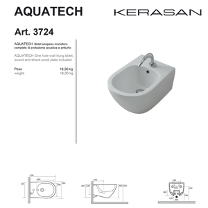 Coppia Di Sanitari Kerasan Sospesi Senza Brida Bianco Lucido "Aquatech"