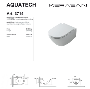 Coppia Di Sanitari Kerasan Sospesi Senza Brida Bianco Lucido "Aquatech"