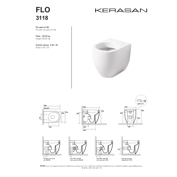 Wc Da Terra Kerasan Bianco Lucido "Flo 56"