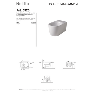 Coppia Di Sanitari Kerasan Sospesi Senza Brida Bianco Lucido "Nolita"