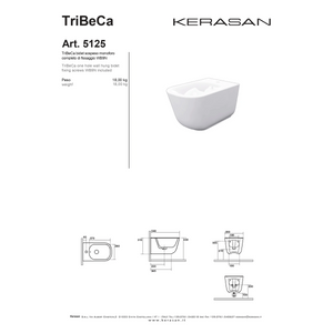 Coppia Di Sanitari Kerasan Sospesi Senza Brida Bianco Lucido "Tribeca"