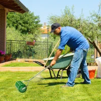 Rullo Aeratore per Prato con Punte e Manico Smontabile in Tre Pezzi, Verde