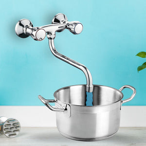 Rubinetto a muro down canna a esse in ottone cucina con erogazione orientabile *** confezione 1