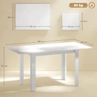 Tavolo da Pranzo allungabile in MDF per 4-6 Persone, 120-160 x 70 cm, Bianco Lucido