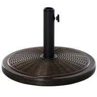 Base per Ombrellone in Cemento e Plastica da 14kg con Effetto Rattan Ø48x34cm, Bronzo