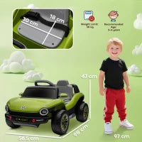 Auto Elettrica per Bambini dai 3 Anni, Volkswagen E-Buggy 12V con Telecomando 2,4 G, Ruote con Sospensione, Verde