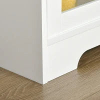 Mobile Portamicroonde, Buffet da Cucina, Armadio Portaspezie, per Cucina, Sala da Pranzo, Vetro Temperato e Legno, 90 x 40 x 82 cm, Bianco