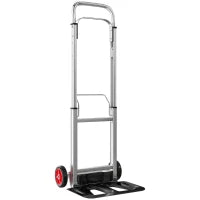Carrello a Mano Pieghevole in Alluminio, Portata 90 kg con Ruote, Manico Telescopico Regolabile 40x41x108 cm Argento e Nero
