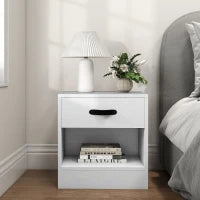 Set di 2 Comodini con Cassetti e Scomparto Aperto per Soggiorno 39x28x41 cm Bianco