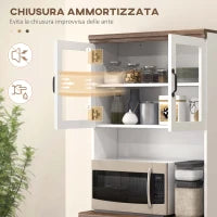 Dispensa Cucina in MDF con Armadietto Superiore e Inferiore a 2 Ante e Piano di Lavoro, 72x40x178 cm