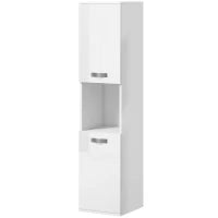 kleankin Mobile Bagno in Legno a Parete con 2 Armadietti, 2 Ripiani e Scaffale Aperto, 30x30x131.5 cm, Bianco