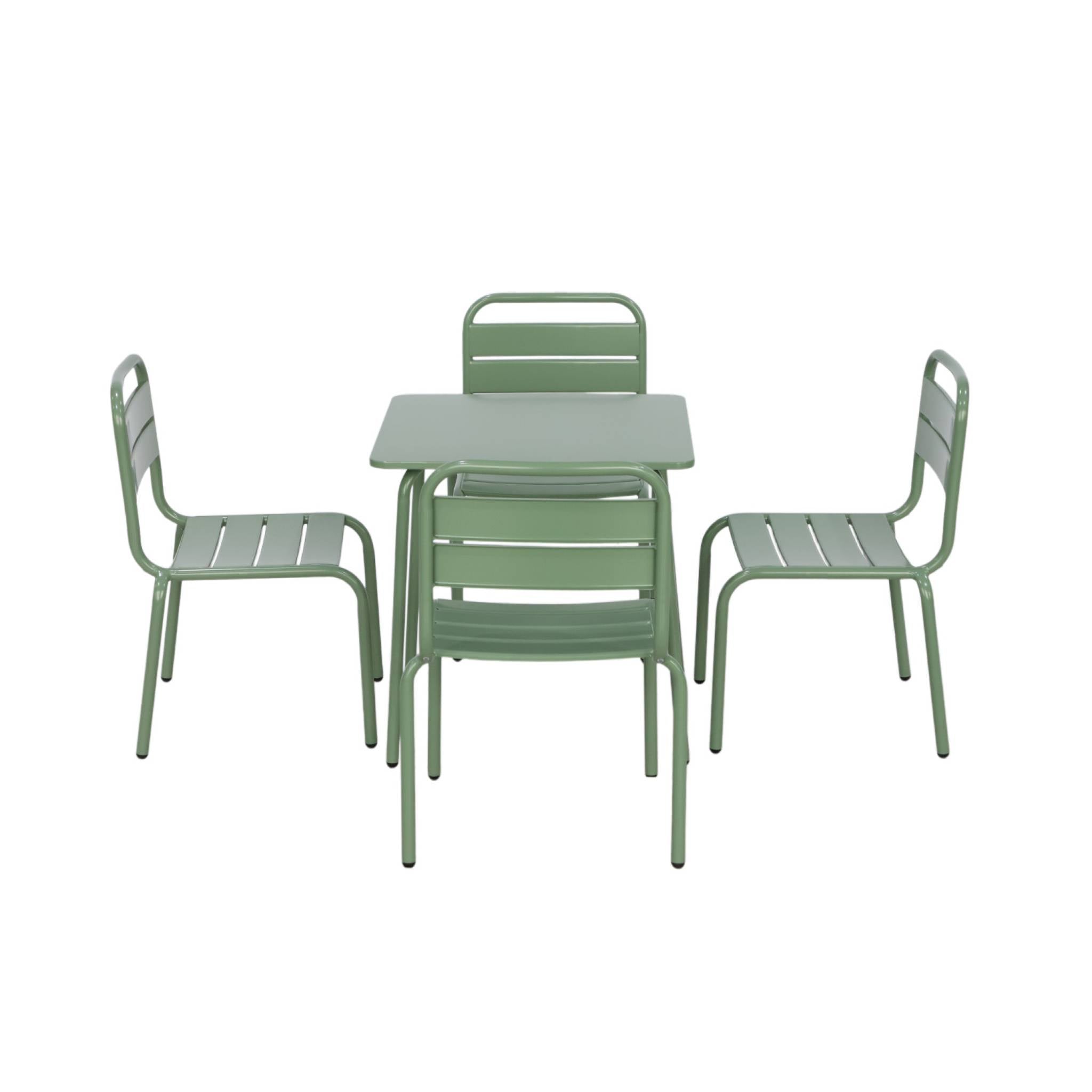 Tavolo da giardino per bambini in metallo, 4 sedute, verde grigio