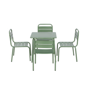 Tavolo da giardino per bambini in metallo, 4 sedute, verde grigio