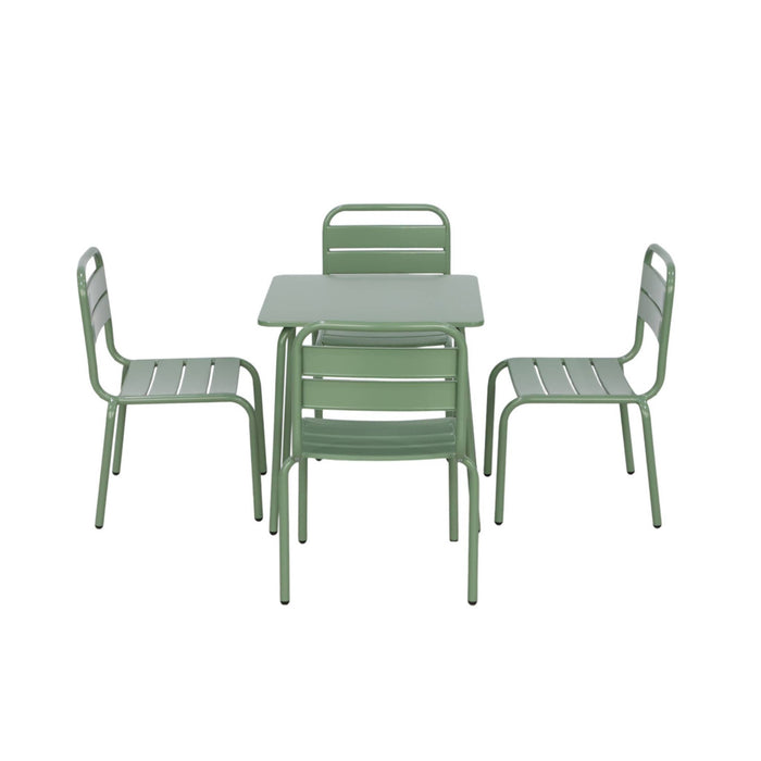 Tavolo da giardino per bambini in metallo, 4 sedute, verde grigio