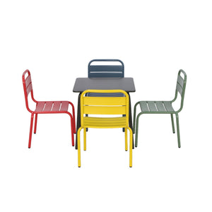 Tavolo da giardino per bambini in metallo + 4 sedute, multicolore