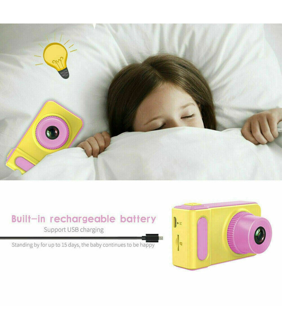 Kids Camera Fotocamera Digitale Hd Impermeabile 2" Sport Action Camera Micro Sd         