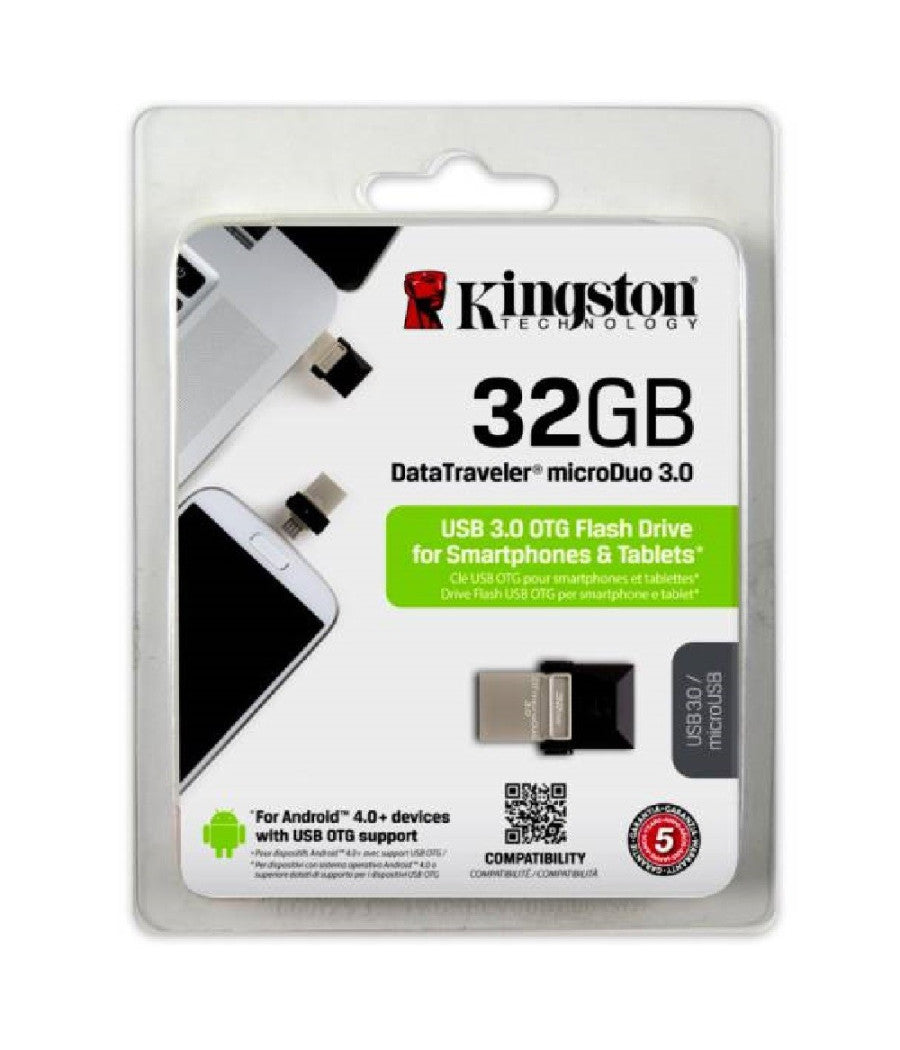 Kingston 32gb Dtduo3.0 Microduo Usb 3.0 Otg Micro Usb Flash Memory Drive 32 Gb         