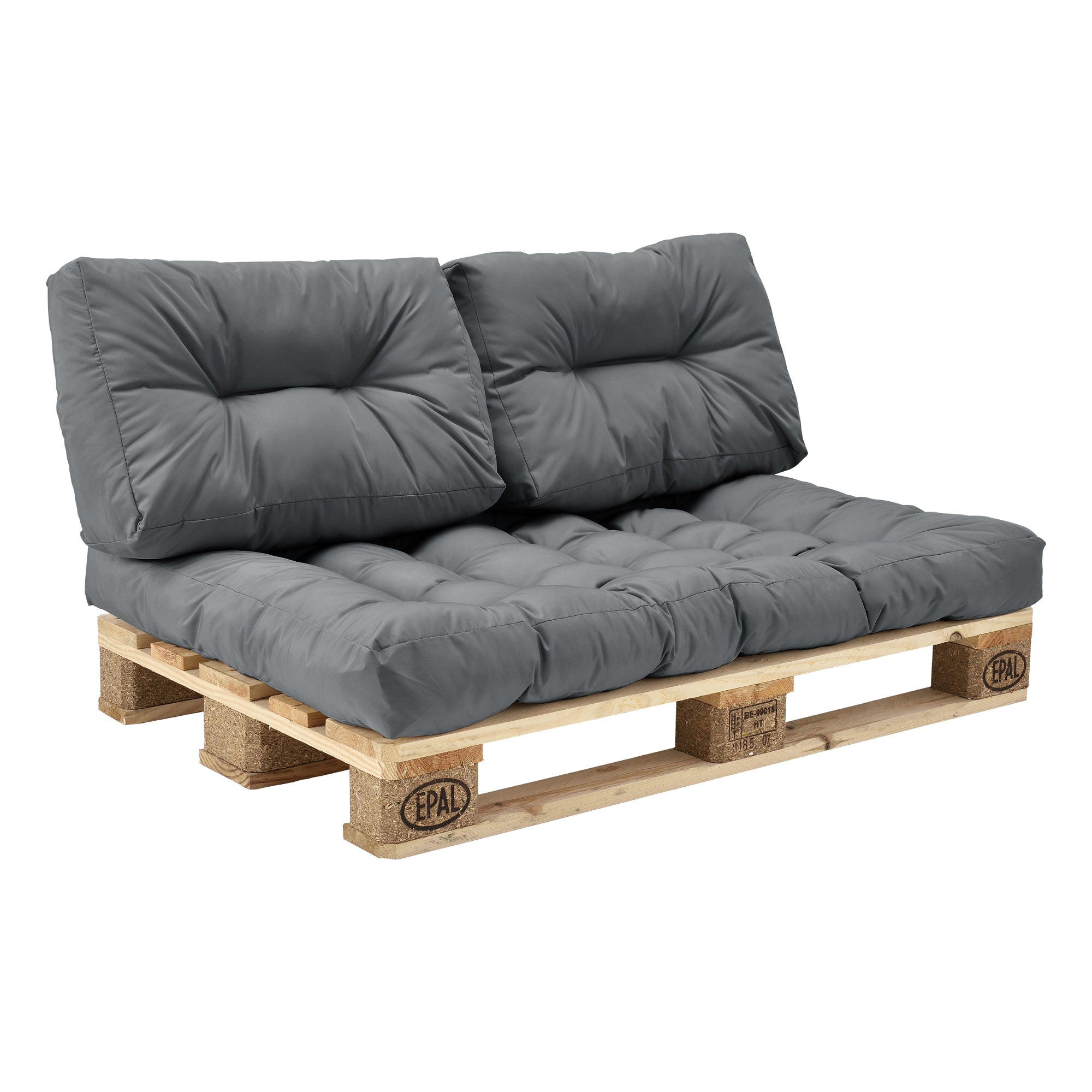 Cuscino da Seduta per Mobili Pallet 120x80 cm Imbottitura 12 cm - Grigio Chiaro [en.casa]