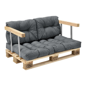 [en.casa] Cuscini per paletta euro-sofá tavolozze - set di 3 - cuscino seduta + cuscino schienale [grigio chiaro] Divano