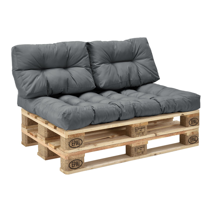 [en.casa] Cuscini per paletta euro-sofá tavolozze - set di 3 - cuscino seduta + cuscino schienale [grigio chiaro] Divano