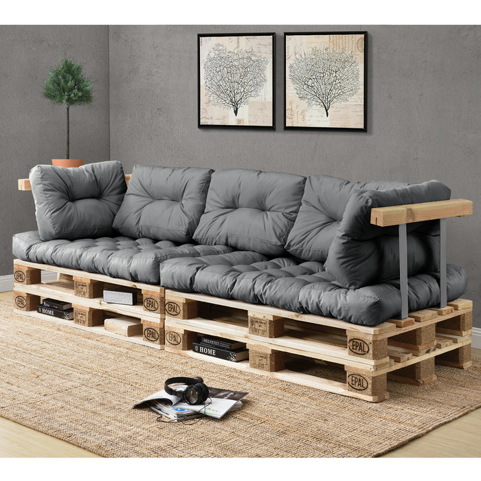 Cuscino da Seduta per Mobili Pallet 120x80 cm Imbottitura 12 cm - Grigio Chiaro [en.casa]