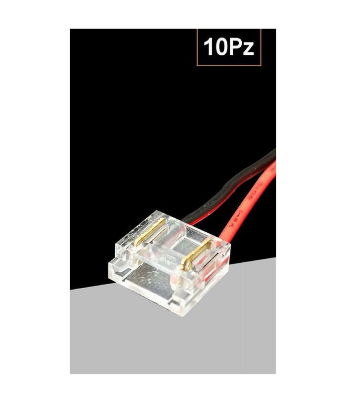Kit 10 Pezzi Connettore Alimentazione Per Striscia Strip Led 2 Pin 8 Mm Cn8mm-cv         